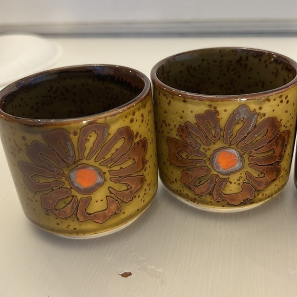 Set of 4 Vintage Otagiri Teacups Ceramic Speckled Flower - Picture 2 of 8